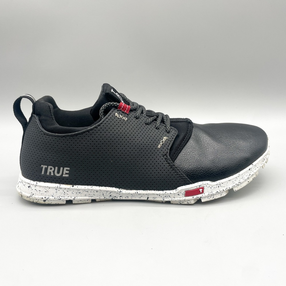 True Linkswear Mens 10 Original 1.2 Golf Shoes Black White Speckled Spikeless